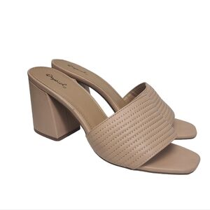 Qupid Peep Toe Square Heels 10